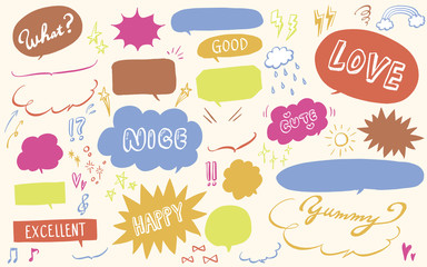 手描きペン風吹き出しセット（カラフル）