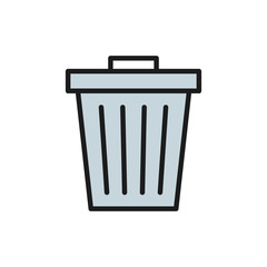 Vector trash can, garbage, waste flat color line icon.