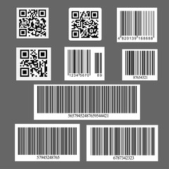 Vector illustration of barcodes and QR codes, used in supermarkets and stores, carries an industrial sense. EPS 10