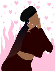 Hot Girl V-Day| Flat Illustration #1