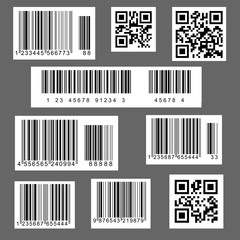 Vector illustration of barcodes and QR codes, used in supermarkets and stores, carries an industrial sense. EPS 10