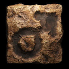 Rocky symbol Male. Font of stone isolated on black background. 3d