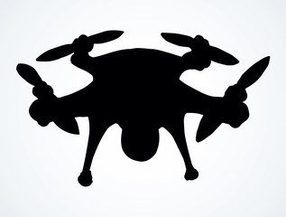 Drone in flight. Vector drawing