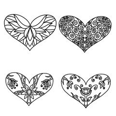 Set of heart ornamental pattern 