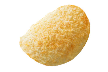 Potato chips isolated on white background.