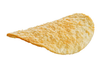 Potato chips isolated on white background.