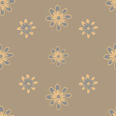 Small hand-drawn flowers. Seamless pattern. print, textiles. Spring, summer, seasons. Garden, flowering, plants. Background, paper.