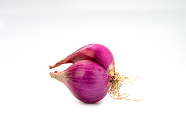 Fresh shallot (red onion) isolated on white background