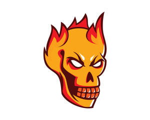 Skull on Fire Illustration Vector