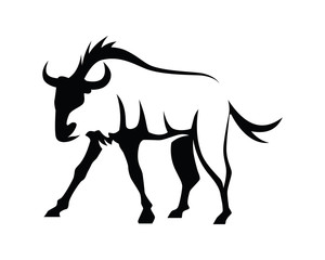 Wildebeest Illustration with Silhouette Style