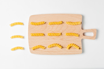 Italian pasta on a cutting board. Italian food
