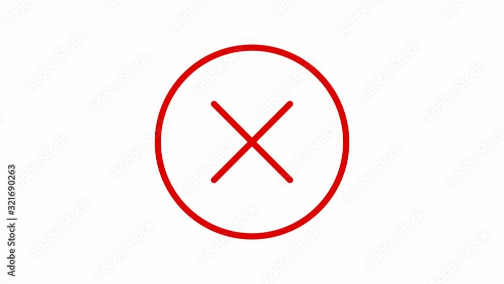 Poster animation in motion graphics of a no cross check symbol. symbolizing the right. 4k