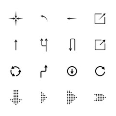 Black arrows icon set, pointers for navigation. Vector symbol for web design.