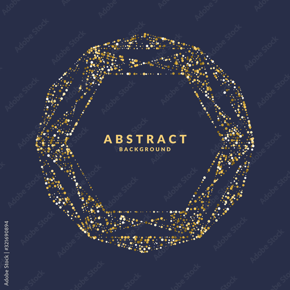 Poster geometric shapes of lines lined with sparkling particles. beautiful trendy glitter on a dark backgro