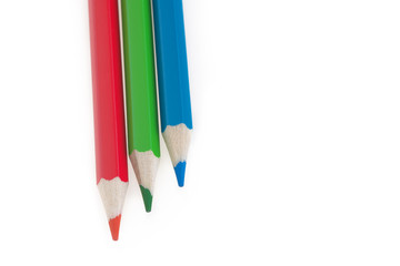 Colored pencils on a white background