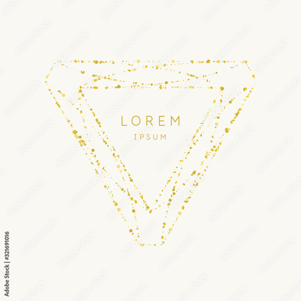 Poster geometric shapes of lines lined with sparkling particles. beautiful trendy glitter on a white backgr