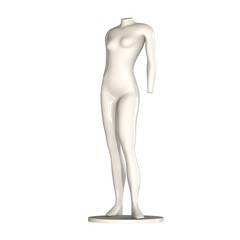 White maniken with no clothes on a white background. Isolate.