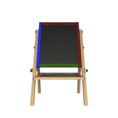 Chalk board on a wooden stand on a white background. Isolate.