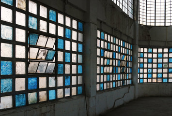 Square windows in white and blue
