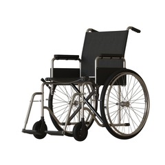 Fototapeta na wymiar Wheelchair on a white background. Isolate. 3D rendering of excellent quality in high resolution. It can be enlarged and used as a background or texture