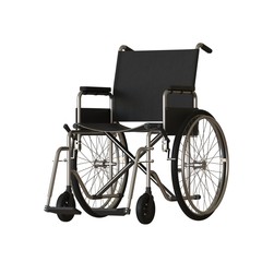 Fototapeta na wymiar Wheelchair on a white background. Isolate. 3D rendering of excellent quality in high resolution. It can be enlarged and used as a background or texture