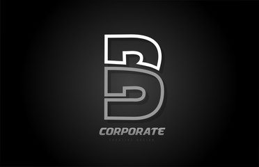 black and white line company business B letter alphabet logo icon design