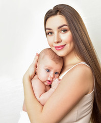 Mother and baby. Happy family. Mom's love and tenderness.