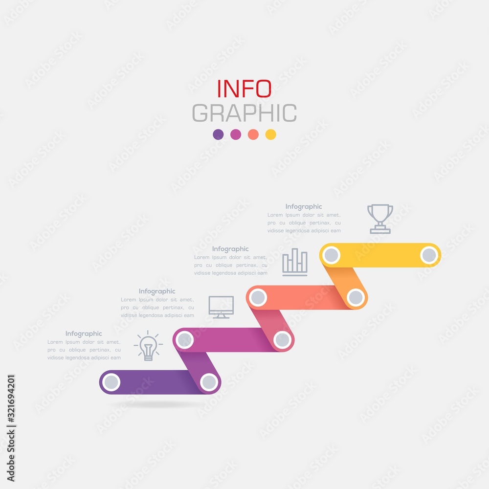 Fototapete business data visualization. infographic element with icons and options or steps. can be used for pr