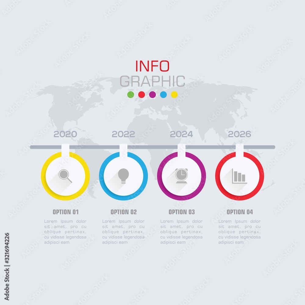 Fototapete business data visualization. infographic element with icons and options or steps. can be used for pr
