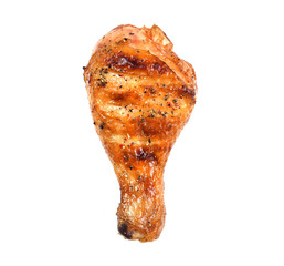 Grill roast bbq chicken leg isolated on white background