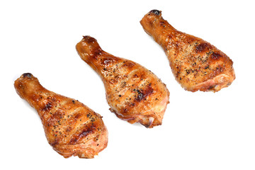Grill roast bbq chicken leg isolated on white background
