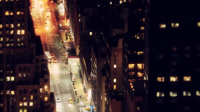 New York night time traffic from above in timelapse