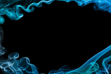 Blue smoke on black background