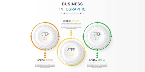 Business infographic element with 3 options, steps, number vector template design