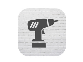 Do-it-yourself tool icon on a white brick background