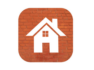 House icon on white brick background