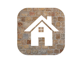 House icon on white brick background