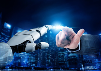3D Rendering futuristic robot technology development, artificial intelligence AI, and machine...