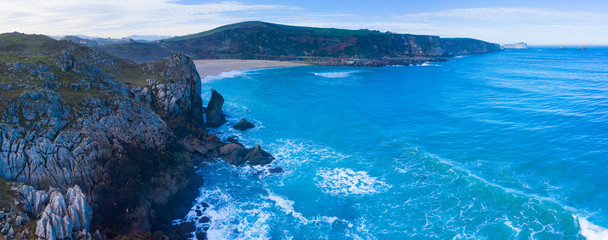 Landscape in the Usgo beach area, Natural Park of the Dunes of Liencres, Liencres, Piélagos Municipality, Cantabrian Sea, Cantabria, Spain, Europe