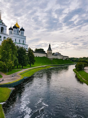 Pskov Kremlin with embankment of the Pskovka River