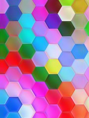 3d illustration of shiny textured and hexagonal patterned surface background.