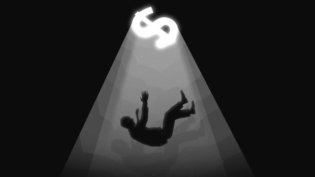 Man Falls Down Into A Hole With A Dollar Sign Shape Collapse Concept Animation