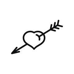 heart pierced by an arrow, linear icon. black lines