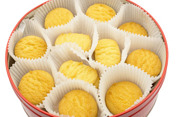 cookies in a round metal box