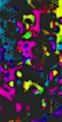 Abstract dark colors painting background with hexagonal patterned shapes.