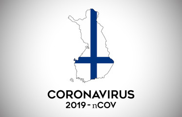 CoronaVirus in Finland and Country flag inside Country border Map Vector Design.