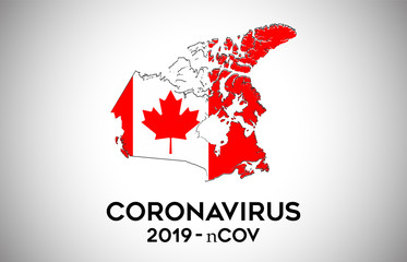 CoronaVirus in Canada and Country flag inside Country border Map Vector Design.