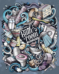 Bathroom funny hand drawn vector doodles illustration.