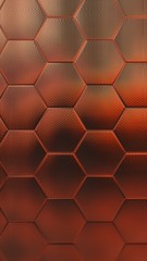 3d illustration of brown colorled and hexagonal textured metallic surface background.