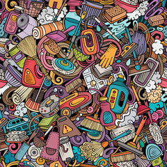 Obraz premium Kreskówka słodkie gryzmoły ręcznie rysowane Czyszczenie wzór